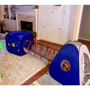 3pc Space Astronaut Pop Up Play Tents with Tunnels for Kids, Boys, Girls